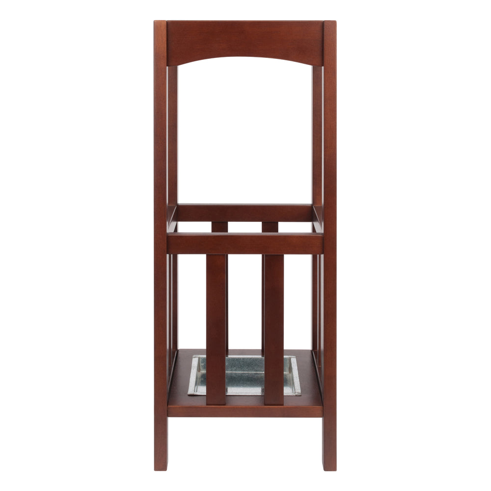 Winsome Wood Rex Umbrella Stand With Metal Drip Tray - Classic Walnut Design For Entryway & Mudroom Storage Walnut Solid Wood 94712-winsome-wood