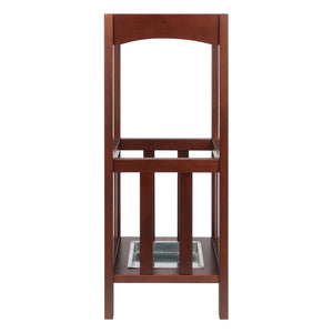 Winsome Wood Rex Umbrella Stand With Metal Drip Tray - Classic Walnut Design For Entryway & Mudroom Storage Walnut Solid Wood 94712-winsome-wood