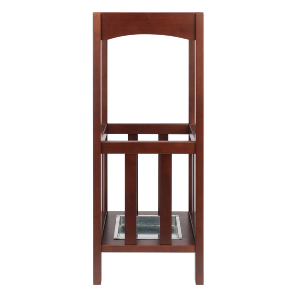 Winsome Wood Rex Umbrella Stand With Metal Drip Tray - Classic Walnut Design For Entryway & Mudroom Storage Walnut Solid Wood 94712-winsome-wood