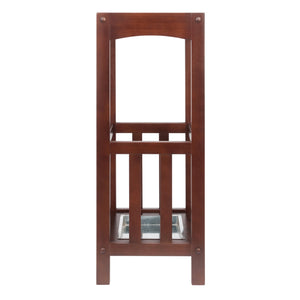 Winsome Wood Rex Umbrella Stand With Metal Drip Tray - Classic Walnut Design For Entryway & Mudroom Storage Walnut Solid Wood 94712-winsome-wood