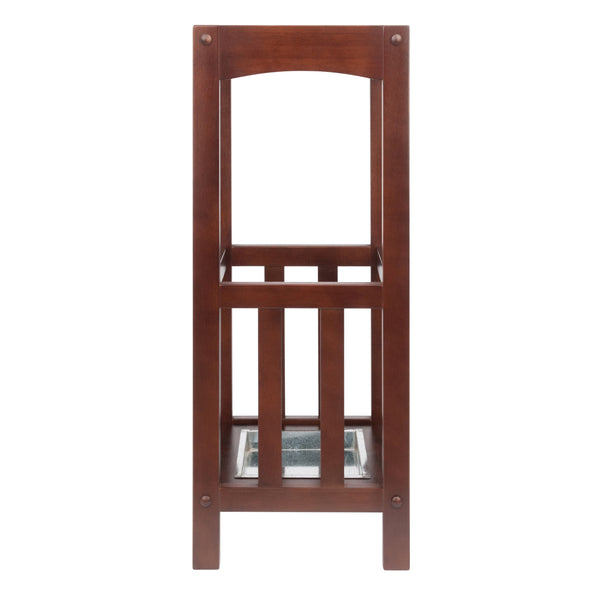 Winsome Wood Rex Umbrella Stand With Metal Drip Tray - Classic Walnut Design For Entryway & Mudroom Storage Walnut Solid Wood 94712-winsome-wood