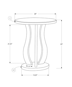 English Elm Accent Glam Mirror End Table with Geometric Rounded Legs, Distressed Silver Finish, Spacious Top B2710P219410