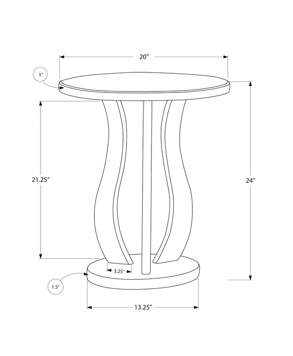 English Elm Accent Glam Mirror End Table with Geometric Rounded Legs, Distressed Silver Finish, Spacious Top B2710P219410