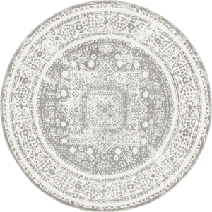 Unique Loom Rosso Cavalli Machine Made Border Rug Gray, Ivory 7' 10" x 7' 10"