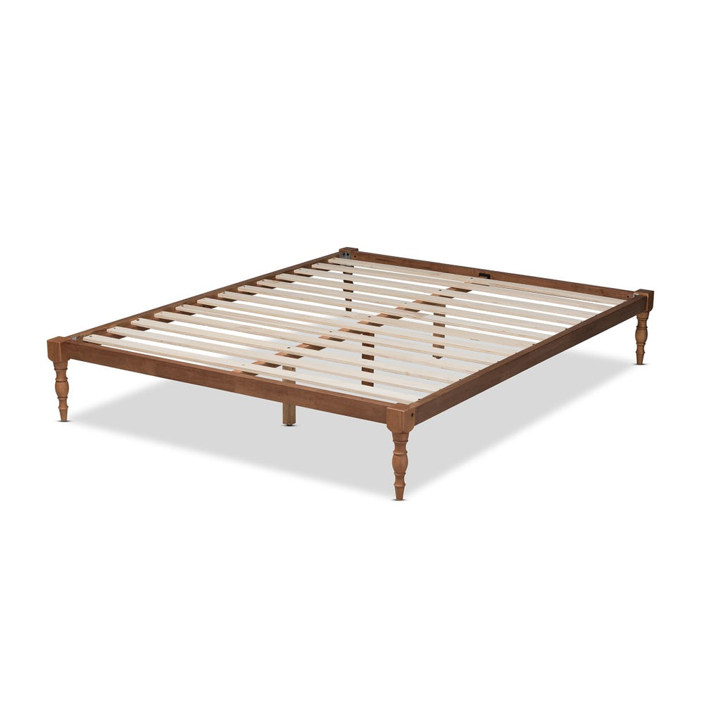 Baxton Studio Baxton Studio Iseline Modern Walnut Brown Platform Bed Frame with Stable Support and Timeless Style King MG0001-Ash Walnut-King