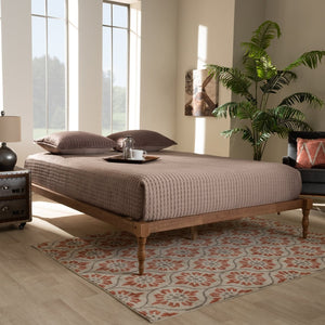 Baxton Studio Baxton Studio Iseline Modern Walnut Brown Platform Bed Frame with Stable Support and Timeless Style King MG0001-Ash Walnut-King