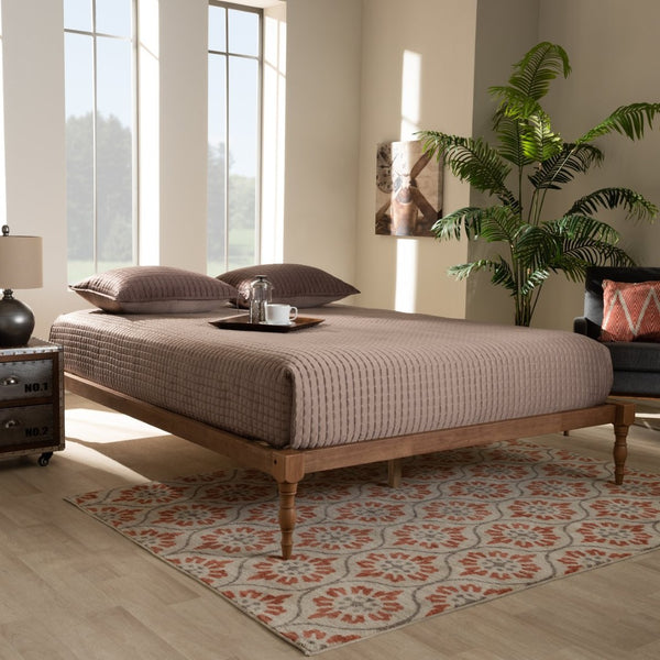 Baxton Studio Baxton Studio Iseline Modern Walnut Brown Platform Bed Frame with Stable Support and Timeless Style King MG0001-Ash Walnut-King