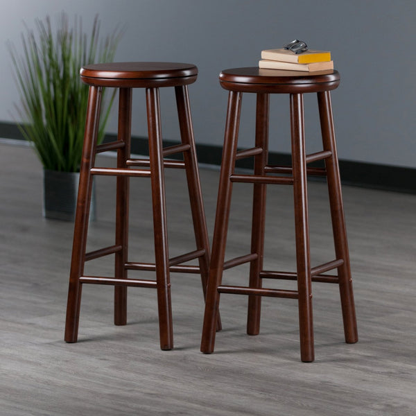 Winsome Wood Shelby 2-piece Walnut Swivel Seat Bar Stool Set – Stylish, Space-saving Design Perfect For Any Home Decor Walnut Solid Wood 94732-winsome-wood
