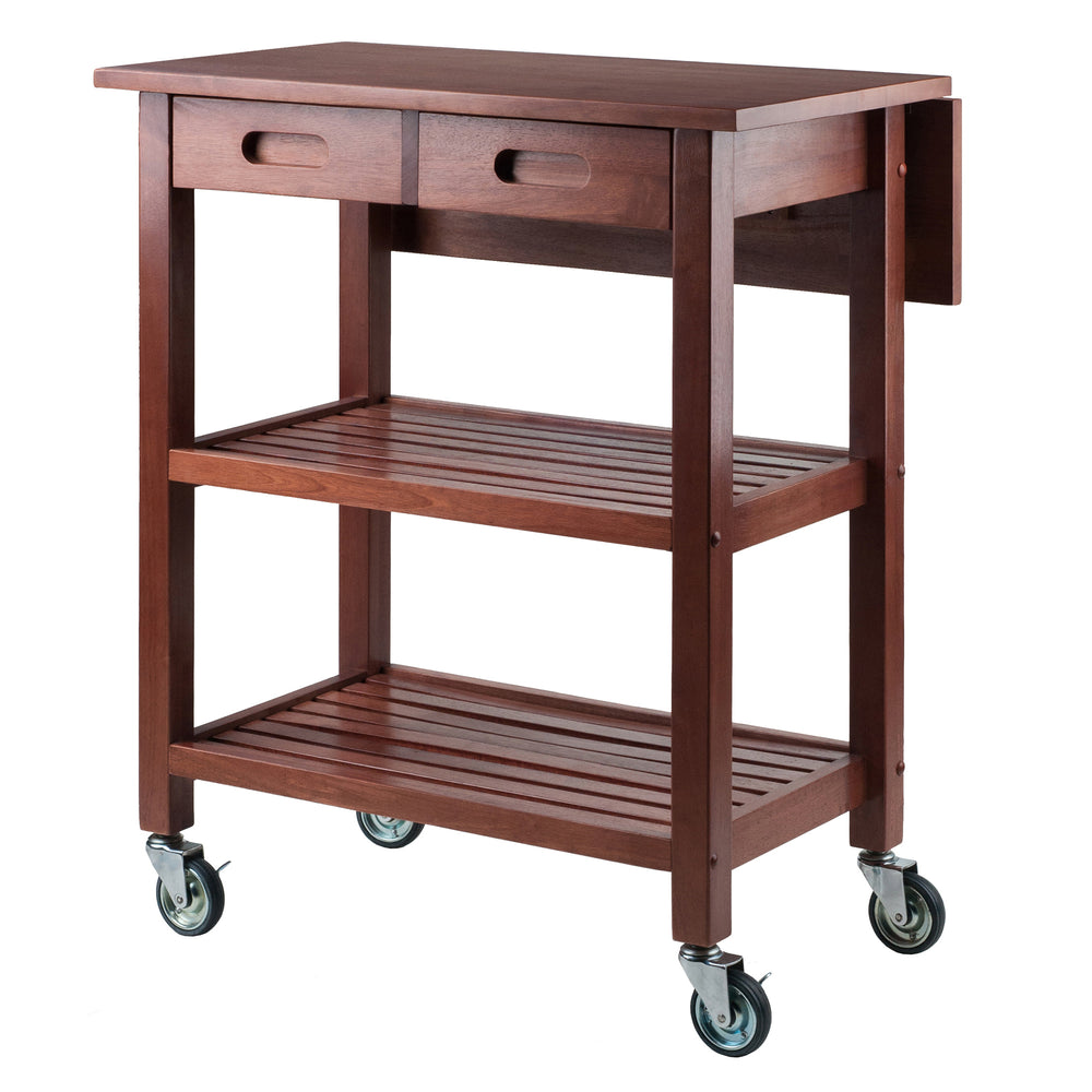 Winsome Wood Jonathan Drop Leaf Kitchen Cart - Versatile Walnut Finish With Mobile Design & Ample Storage Space Walnut Solid ,Composite Wood 94734-winsome-wood