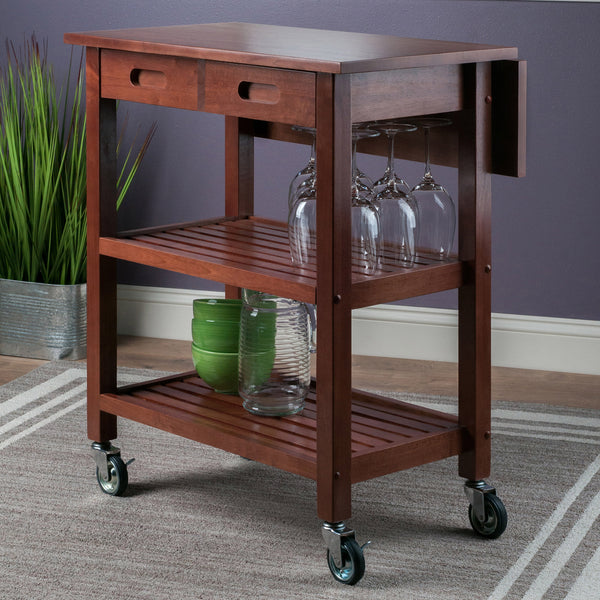 Winsome Wood Jonathan Drop Leaf Kitchen Cart - Versatile Walnut Finish With Mobile Design & Ample Storage Space Walnut Solid ,Composite Wood 94734-winsome-wood