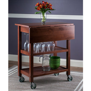 Winsome Wood Jonathan Drop Leaf Kitchen Cart - Versatile Walnut Finish With Mobile Design & Ample Storage Space Walnut Solid ,Composite Wood 94734-winsome-wood