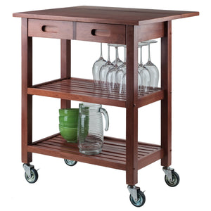 Winsome Wood Jonathan Drop Leaf Kitchen Cart - Versatile Walnut Finish With Mobile Design & Ample Storage Space Walnut Solid ,Composite Wood 94734-winsome-wood