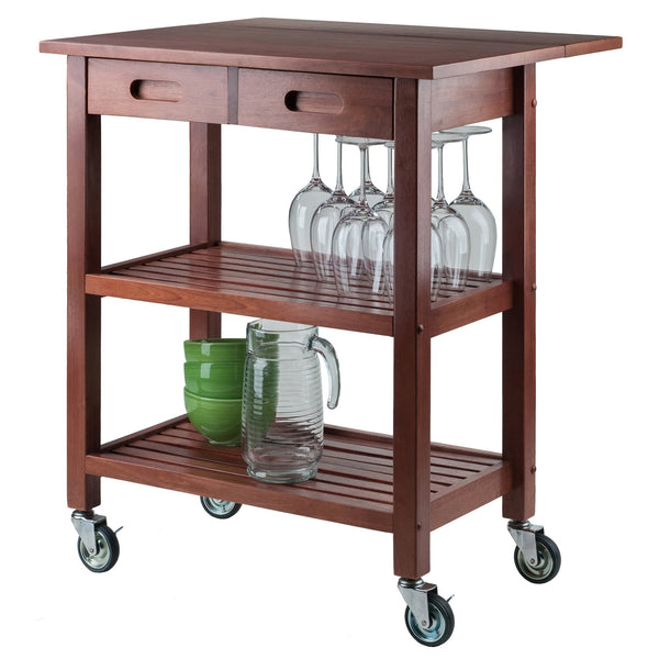 Winsome Wood Jonathan Drop Leaf Kitchen Cart - Versatile Walnut Finish With Mobile Design & Ample Storage Space Walnut Solid ,Composite Wood 94734-winsome-wood