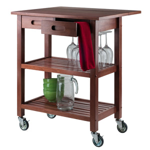 Winsome Wood Jonathan Drop Leaf Kitchen Cart - Versatile Walnut Finish With Mobile Design & Ample Storage Space Walnut Solid ,Composite Wood 94734-winsome-wood