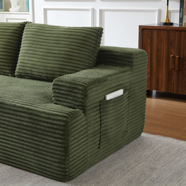 English Elm L-Shaped Cloud Sectional Sofa - Cozy Modular Sleeper Couch In Green, No Assembly, Perfect For Any Space W2339P409430