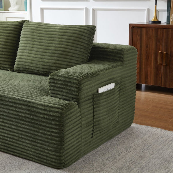 English Elm L-shaped Cloud Sectional Corduroy Sofa Deep Seat Modular Design for Any Living Space W2339P424645