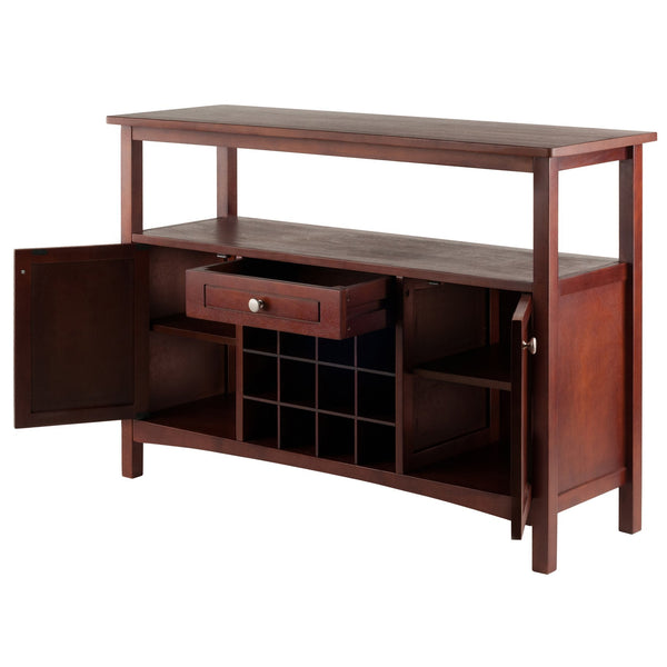 Winsome Wood Colby Buffet Cabinet - Versatile Walnut Sideboard With Wine Storage & Display For Dining Or Living Room Walnut Solid ,Composite Wood 94745-winsome-wood