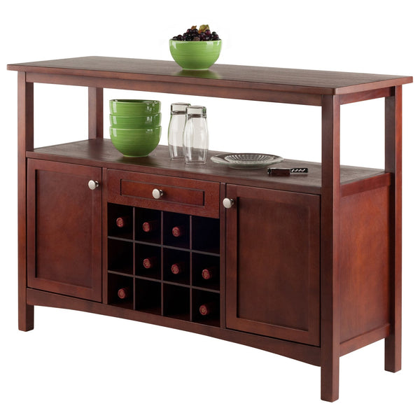 Winsome Wood Colby Buffet Cabinet - Versatile Walnut Sideboard With Wine Storage & Display For Dining Or Living Room Walnut Solid ,Composite Wood 94745-winsome-wood
