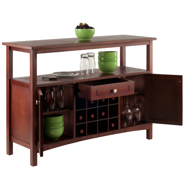 Winsome Wood Colby Buffet Cabinet - Versatile Walnut Sideboard With Wine Storage & Display For Dining Or Living Room Walnut Solid ,Composite Wood 94745-winsome-wood