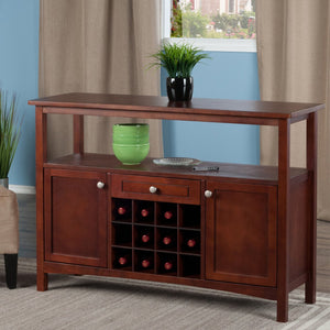 Winsome Wood Colby Buffet Cabinet - Versatile Walnut Sideboard With Wine Storage & Display For Dining Or Living Room Walnut Solid ,Composite Wood 94745-winsome-wood