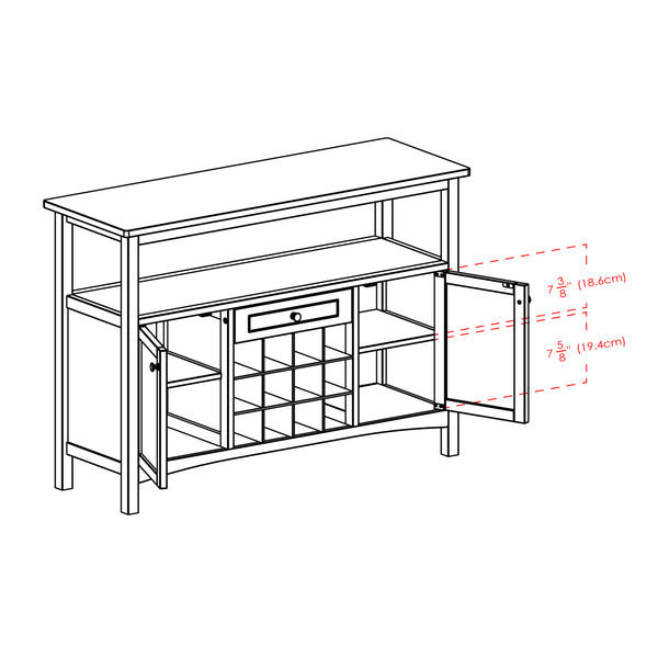Winsome Wood Colby Buffet Cabinet - Versatile Walnut Sideboard With Wine Storage & Display For Dining Or Living Room Walnut Solid ,Composite Wood 94745-winsome-wood