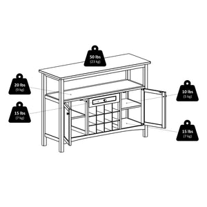 Winsome Wood Colby Buffet Cabinet - Versatile Walnut Sideboard With Wine Storage & Display For Dining Or Living Room Walnut Solid ,Composite Wood 94745-winsome-wood