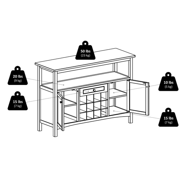 Winsome Wood Colby Buffet Cabinet - Versatile Walnut Sideboard With Wine Storage & Display For Dining Or Living Room Walnut Solid ,Composite Wood 94745-winsome-wood