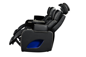 English Elm Fortuner Modern Recliner Sofa in Black Faux Leather with Massage, LED Lights, USB, Wireless Charging B009P287715