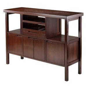 Winsome Wood Diego Buffet Cabinet In Elegant Walnut Finish With Wine Racks, Shelves & Ample Storage Space Walnut Solid ,Composite Wood 94746-winsome-wood