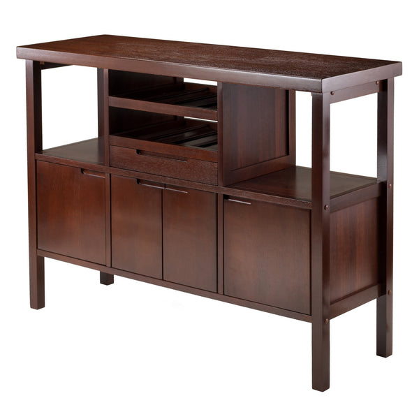 Winsome Wood Diego Buffet Cabinet In Elegant Walnut Finish With Wine Racks, Shelves & Ample Storage Space Walnut Solid ,Composite Wood 94746-winsome-wood