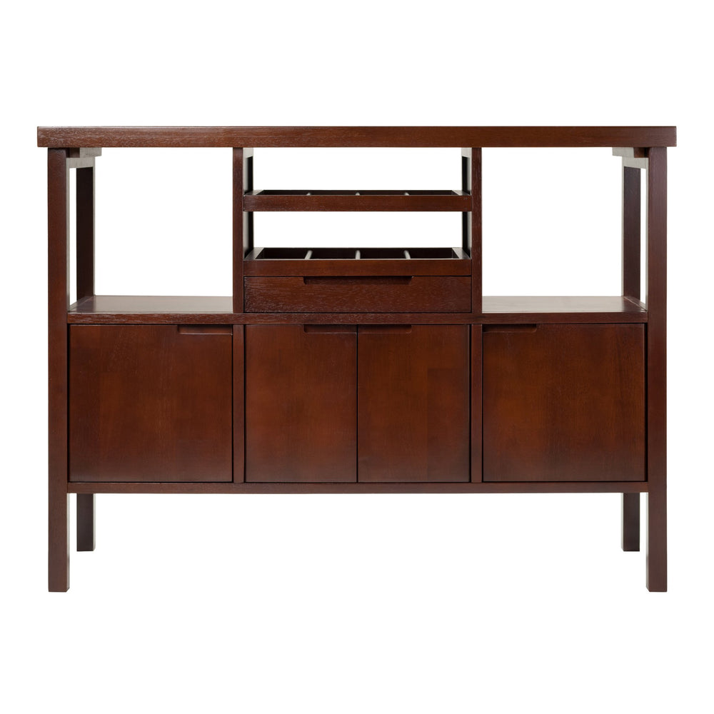 Winsome Wood Diego Buffet Cabinet In Elegant Walnut Finish With Wine Racks, Shelves & Ample Storage Space Walnut Solid ,Composite Wood 94746-winsome-wood