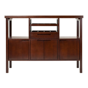 Winsome Wood Diego Buffet Cabinet In Elegant Walnut Finish With Wine Racks, Shelves & Ample Storage Space Walnut Solid ,Composite Wood 94746-winsome-wood