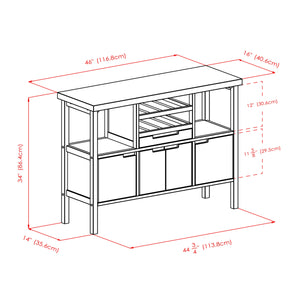 Winsome Wood Diego Buffet Cabinet In Elegant Walnut Finish With Wine Racks, Shelves & Ample Storage Space Walnut Solid ,Composite Wood 94746-winsome-wood