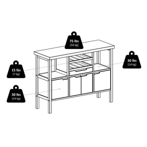 Winsome Wood Diego Buffet Cabinet In Elegant Walnut Finish With Wine Racks, Shelves & Ample Storage Space Walnut Solid ,Composite Wood 94746-winsome-wood