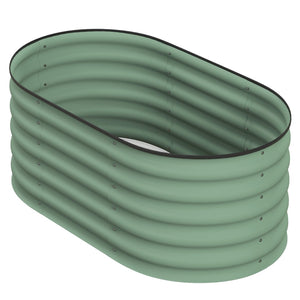 English Elm Outsunny Galvanized Raised Garden Bed Kit - Durable Metal Elevated Planter For Flowers & Vegetables W2225P200925-GIGA