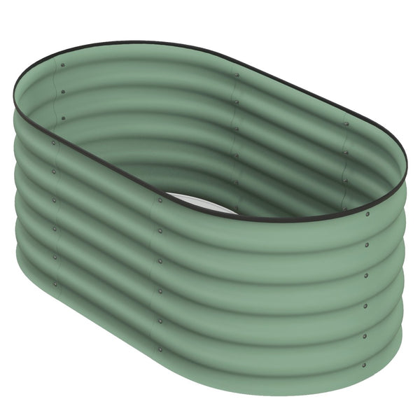 English Elm Outsunny Galvanized Raised Garden Bed Kit - Durable Metal Elevated Planter For Flowers & Vegetables W2225P200925-GIGA