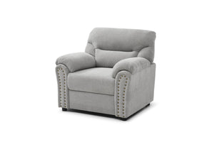 English Elm Hamilton Chair with Nailhead Trim and Pillow-Top Arms, Plush Chenille Seat and Removable Backrest Gray 33 L x 40 W x 23 H B078P349533