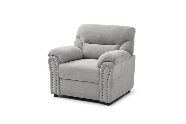 English Elm Hamilton Chair with Nailhead Trim and Pillow-Top Arms, Plush Chenille Seat and Removable Backrest Gray 33 L x 40 W x 23 H B078P349533