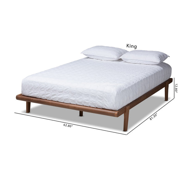 Baxton Studio Baxton Studio Mid-Century Modern Walnut Brown Platform Bed Frame for Elegant Bedroom Décor Kaia King MG0002-Ash Walnut-King
