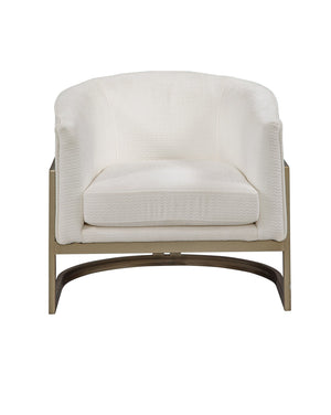 Basset Mirror Neve Accent Chair - Modern Glam Barrel Chair With Gold Base & Soft Ivory Chenille Upholstery Gold Metal,Fabric,Foam 9475-lr-805