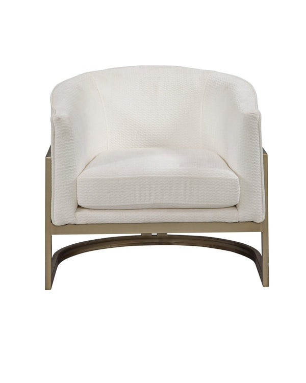 Basset Mirror Neve Accent Chair - Modern Glam Barrel Chair With Gold Base & Soft Ivory Chenille Upholstery Gold Metal,Fabric,Foam 9475-lr-805