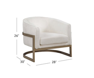 Basset Mirror Neve Accent Chair - Modern Glam Barrel Chair With Gold Base & Soft Ivory Chenille Upholstery Gold Metal,Fabric,Foam 9475-lr-805
