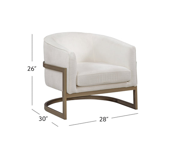 Basset Mirror Neve Accent Chair - Modern Glam Barrel Chair With Gold Base & Soft Ivory Chenille Upholstery Gold Metal,Fabric,Foam 9475-lr-805