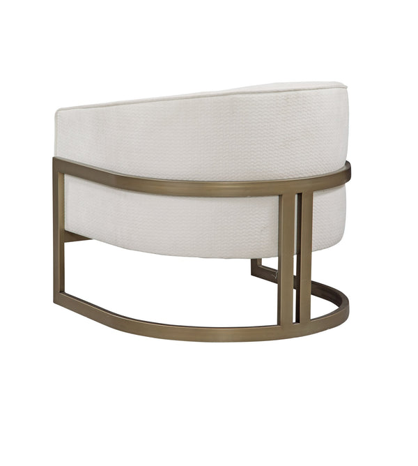 Basset Mirror Neve Accent Chair - Modern Glam Barrel Chair With Gold Base & Soft Ivory Chenille Upholstery Gold Metal,Fabric,Foam 9475-lr-805