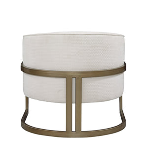 Basset Mirror Neve Accent Chair - Modern Glam Barrel Chair With Gold Base & Soft Ivory Chenille Upholstery Gold Metal,Fabric,Foam 9475-lr-805