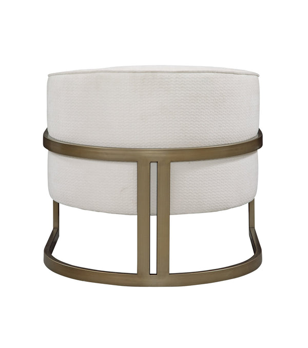 Basset Mirror Neve Accent Chair - Modern Glam Barrel Chair With Gold Base & Soft Ivory Chenille Upholstery Gold Metal,Fabric,Foam 9475-lr-805