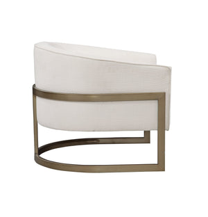 Basset Mirror Neve Accent Chair - Modern Glam Barrel Chair With Gold Base & Soft Ivory Chenille Upholstery Gold Metal,Fabric,Foam 9475-lr-805
