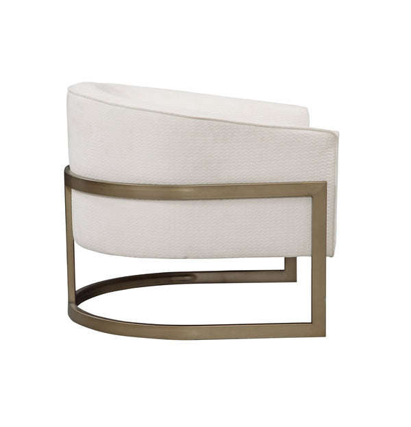 Basset Mirror Neve Accent Chair - Modern Glam Barrel Chair With Gold Base & Soft Ivory Chenille Upholstery Gold Metal,Fabric,Foam 9475-lr-805