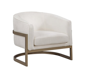 Basset Mirror Neve Accent Chair - Modern Glam Barrel Chair With Gold Base & Soft Ivory Chenille Upholstery Gold Metal,Fabric,Foam 9475-lr-805