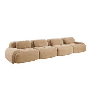 English Elm 4-seat Modular Corduroy Sectional Sofa Low Profile Ergonomic Living Room Seating Camel W714S01243